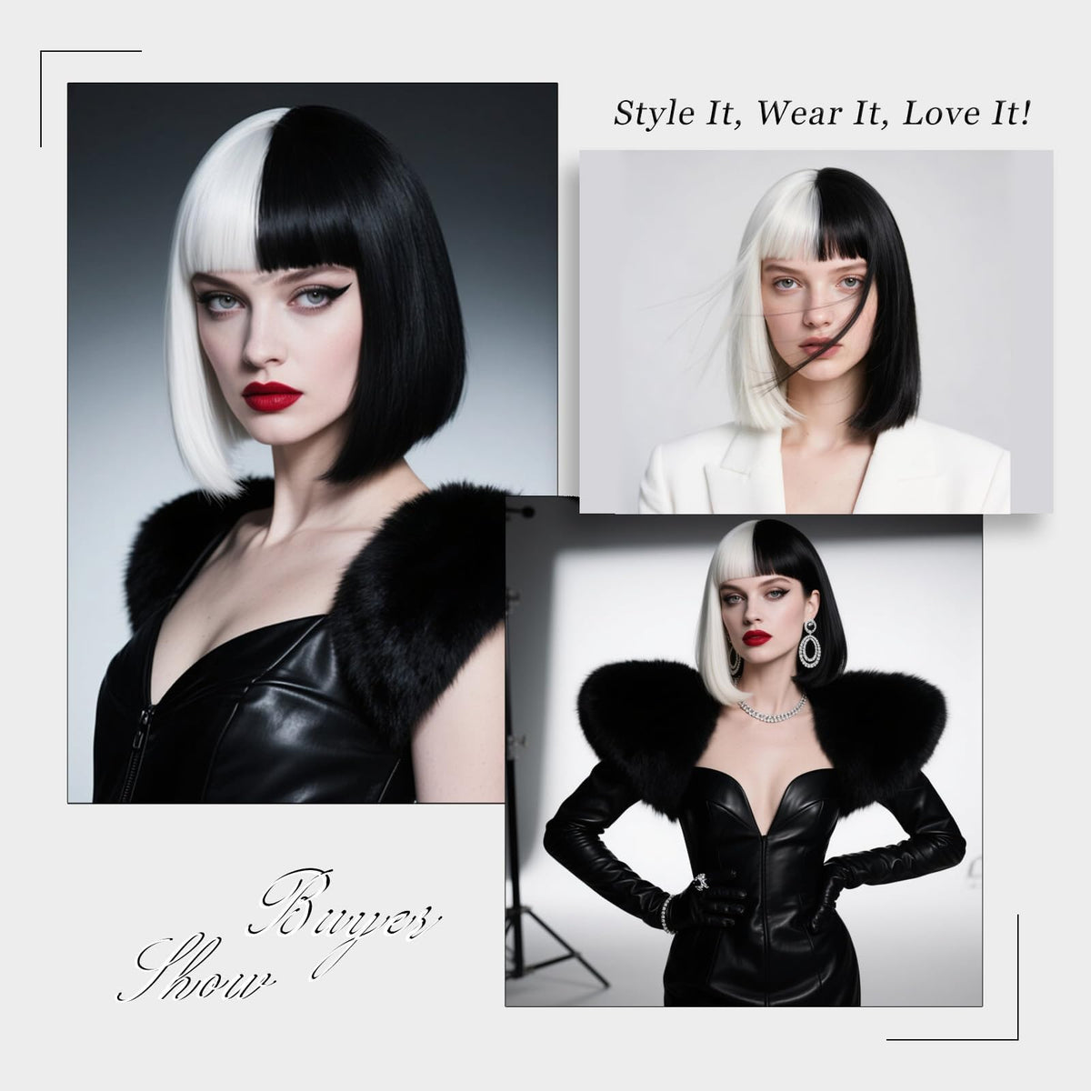 Black Bob Wig with Bangs Short Black Straight Wig for Women