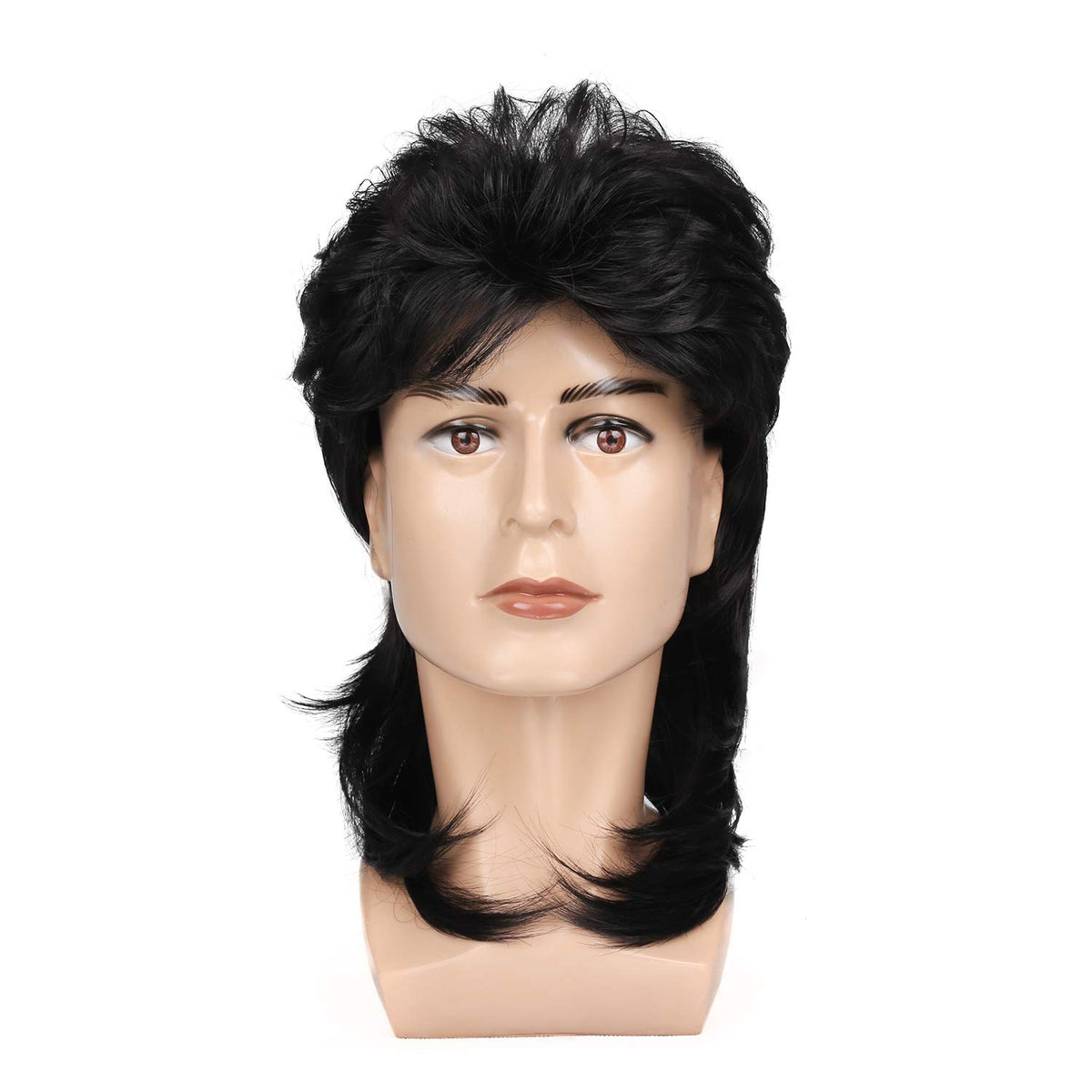 Kaneles Mullet Wigs for Men 80s Costumes Fancy Party Accessory Cosplay Halloween Wig (Light Brown)
