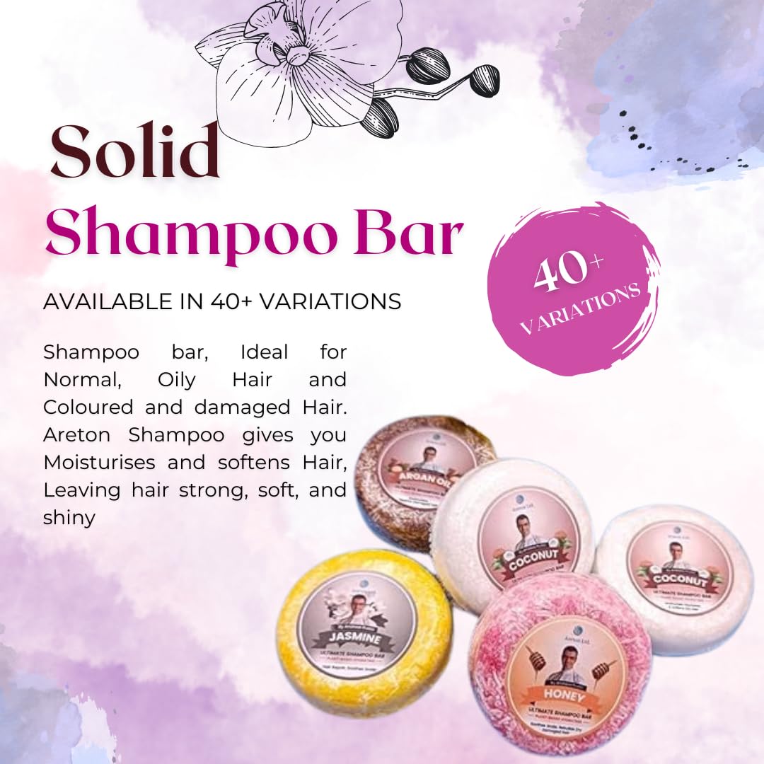 Areton HandMade Shampoo Bar – Natural Shampoo Bar and conditioner For Dry Hair, Hair Nourishment, Prevents Spilt Ends With Plant Based Hydrating SLS Free Shampoo Bar (Cherry)