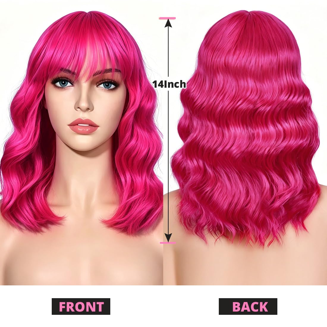 Sweetie Royal Blue Bob Wig Bangs – Wavy Synthetic Shoulder Length