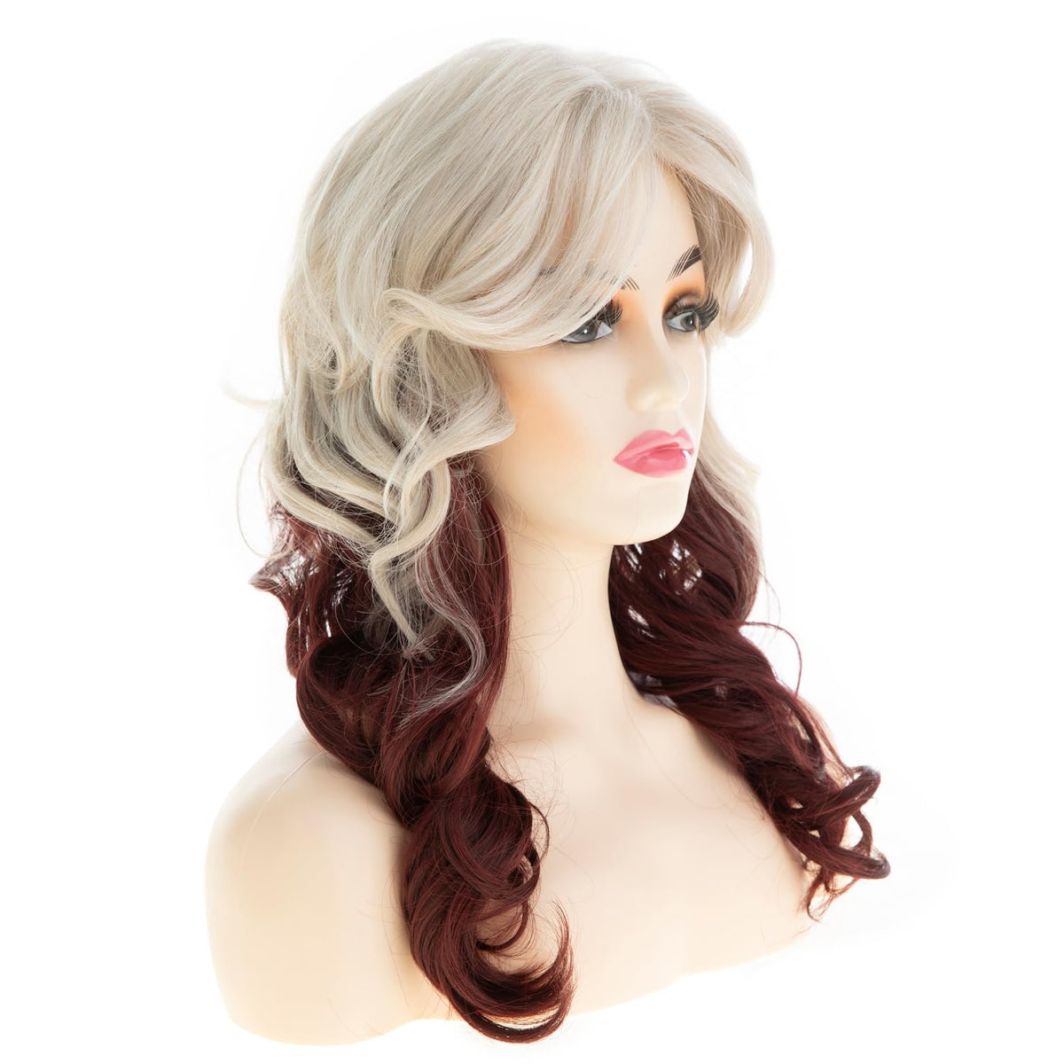 Long Curly Wavy Silver Grey to Purple Wig Side Part Natural Looking Synthetic Cosplay Wig for Women
