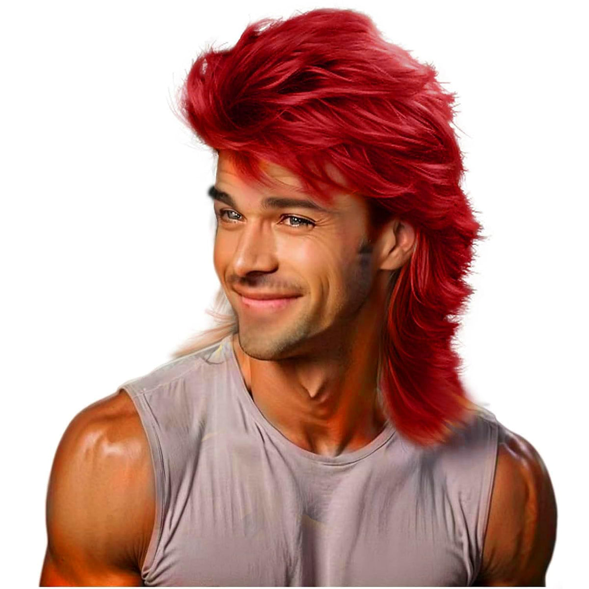 Mullet Wig Blonde 80s Men Wig,Punk Rocker Hair Party Daily Halloween Costumes Long Wigs