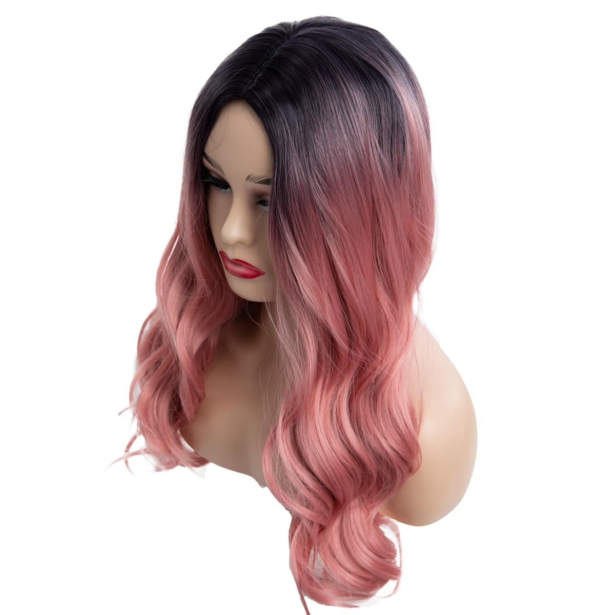 Long Curly Wavy Silver Grey to Purple Wig Side Part Natural Looking Synthetic Cosplay Wig for Women