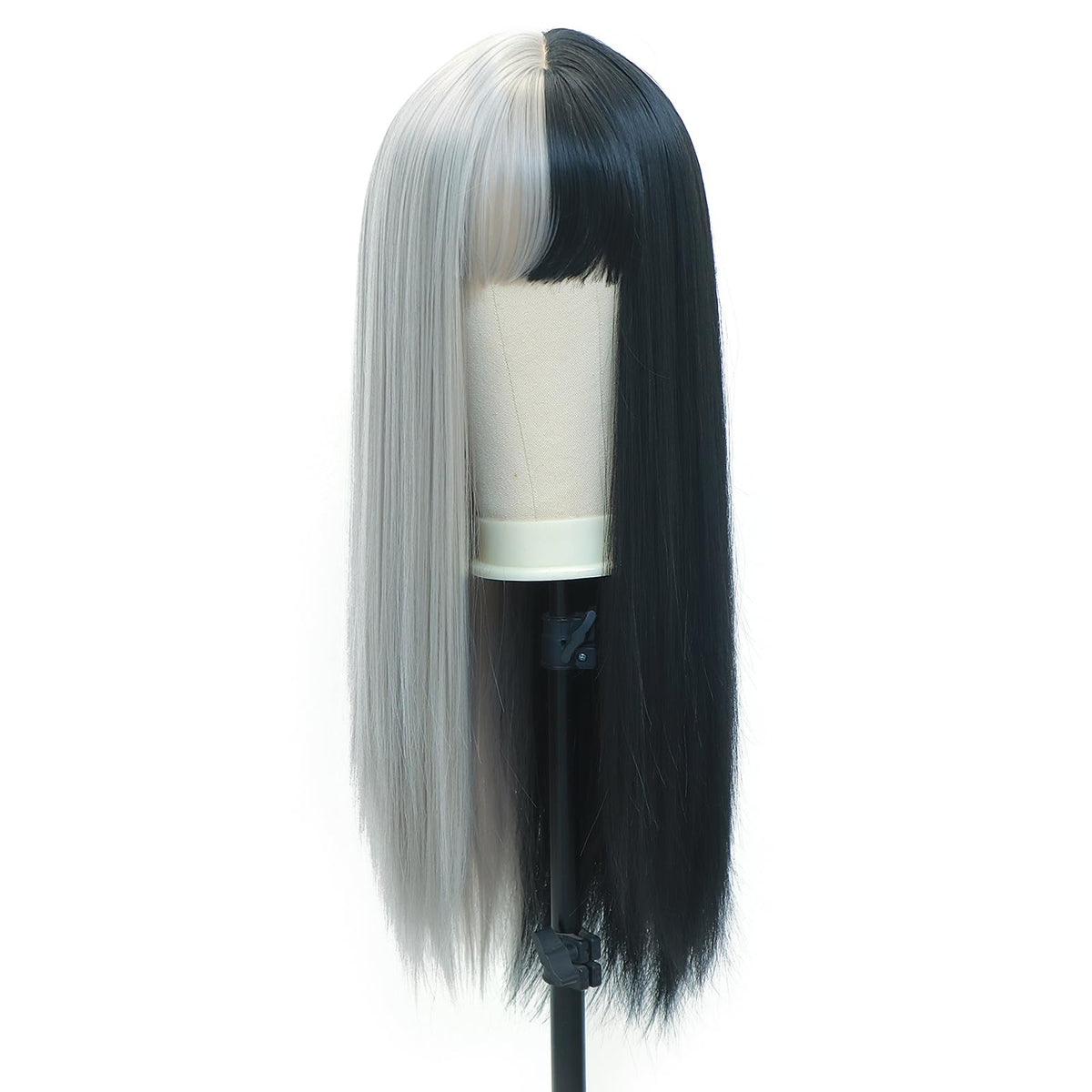 BEkjdiof Wig with Bangs Long Straight Gray Wigs for Women Halloween Wig