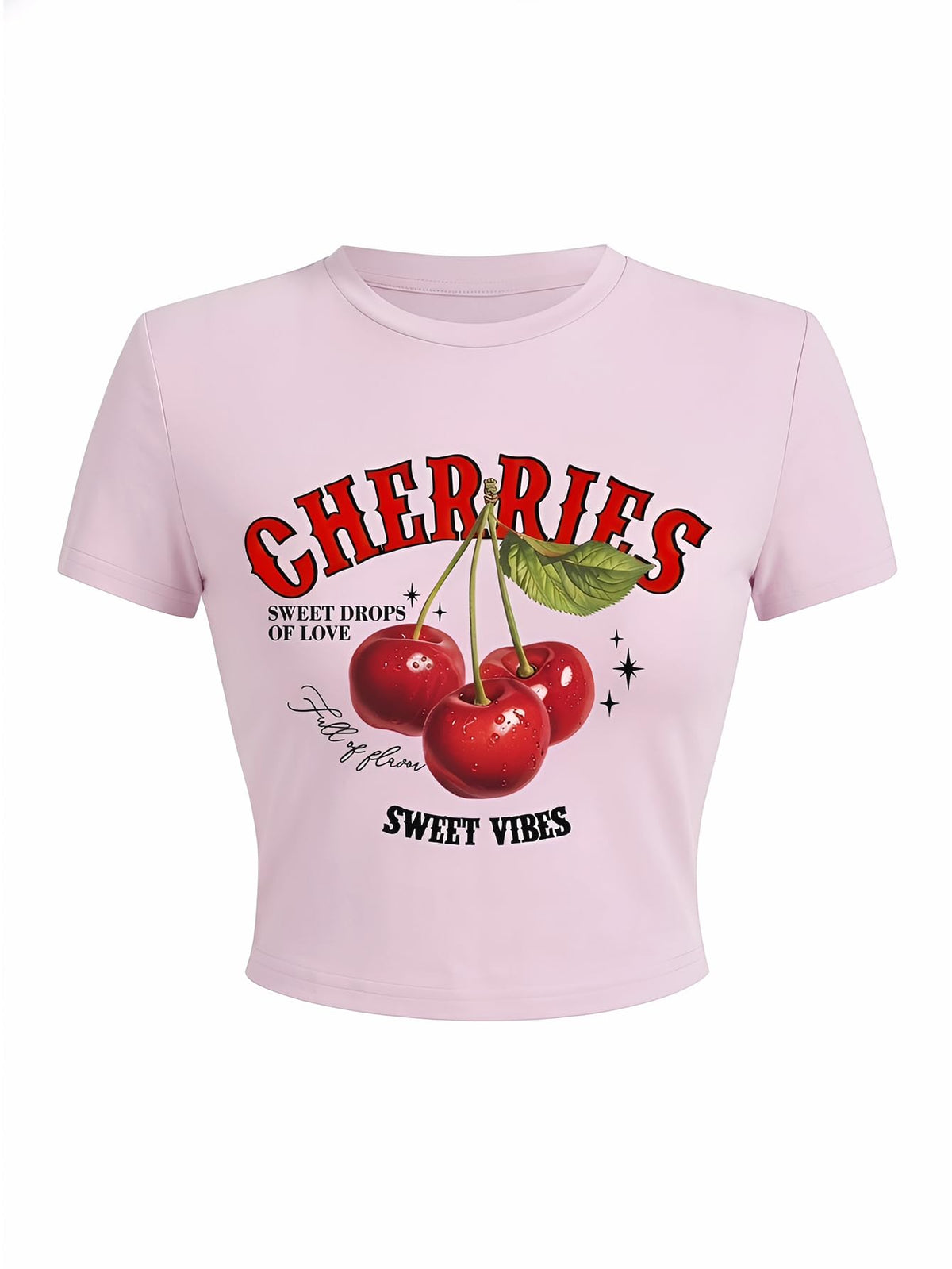 BEAUDRM Women's Y2k Cherry Letter Print T Shirts Summer Cute Graphic Tee