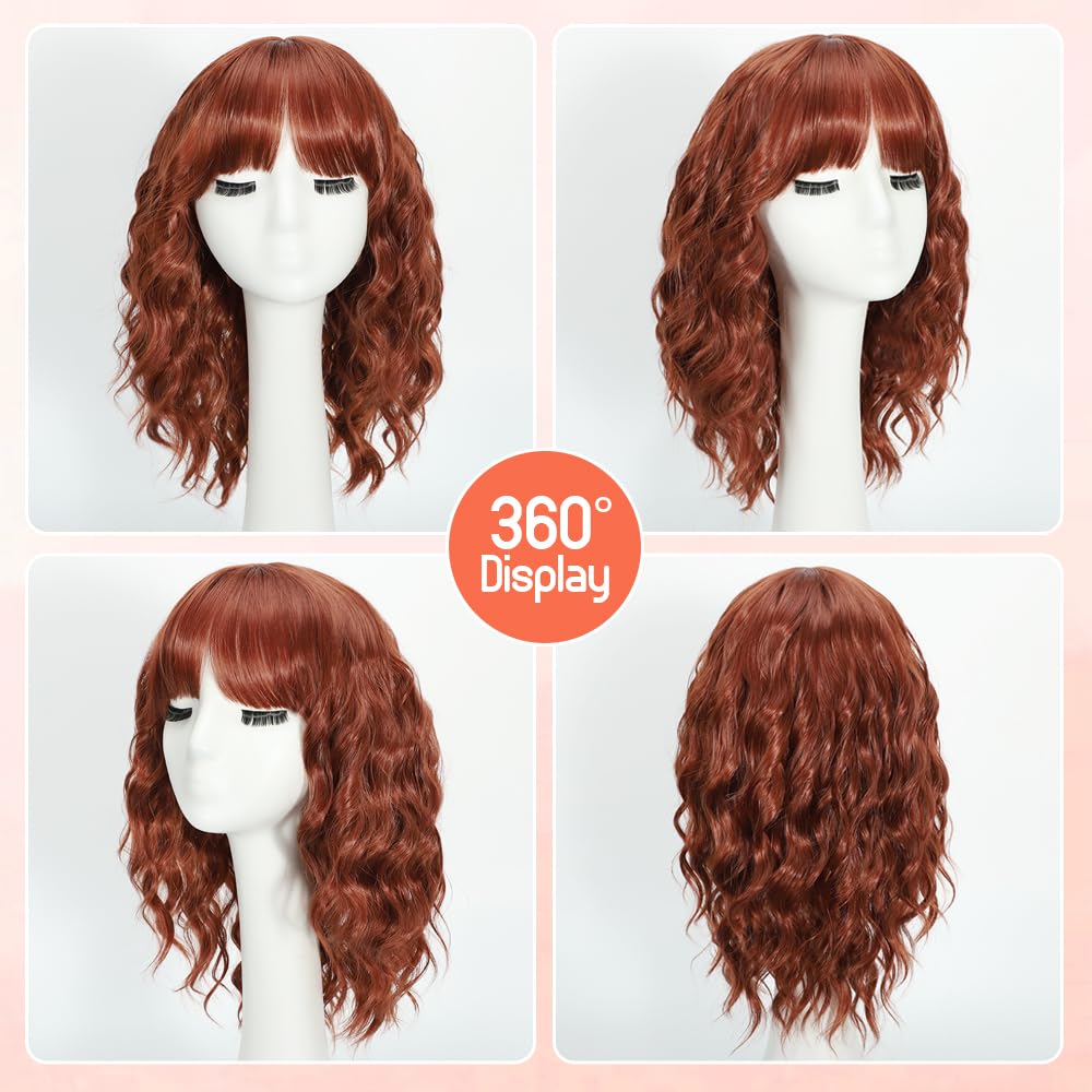 Black Wig with Bangs Long curly wavy Wigs for Women26In Synthetic Black Wig