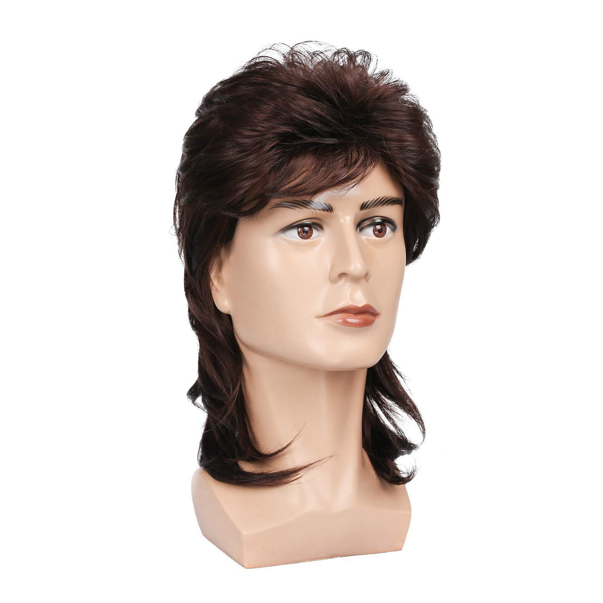 Kaneles Mullet Wigs for Men 80s Costumes Fancy Party Accessory Cosplay Halloween Wig (Light Brown)