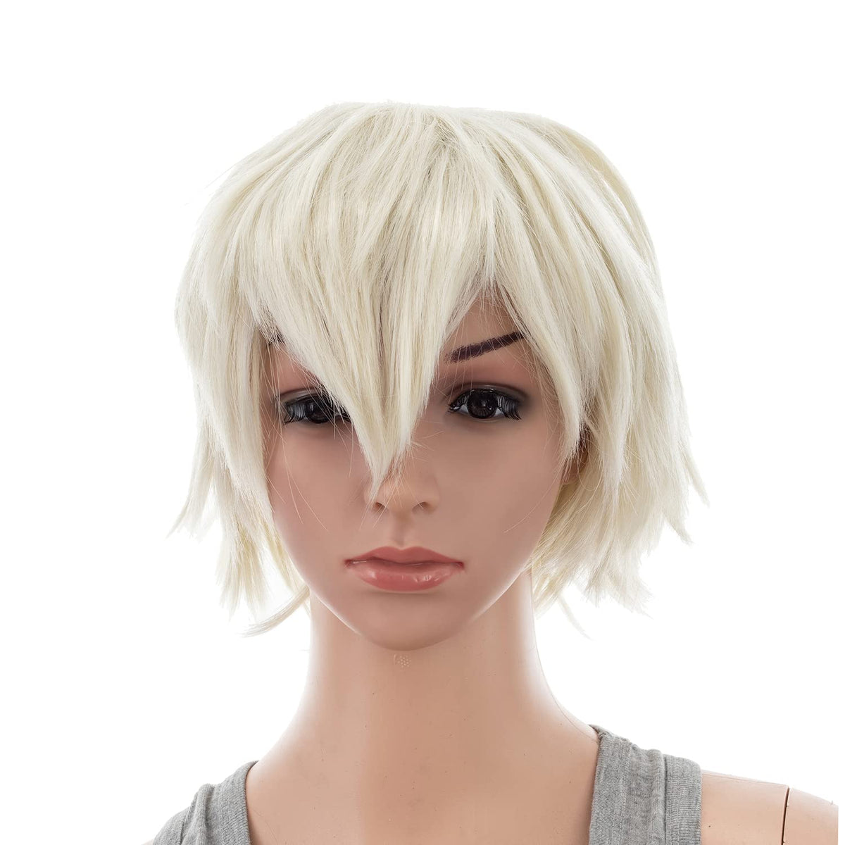 SWACC Unisex Fashion Spiky Layered Short Anime Cosplay Wig for Men and Women (1B-Off Black)