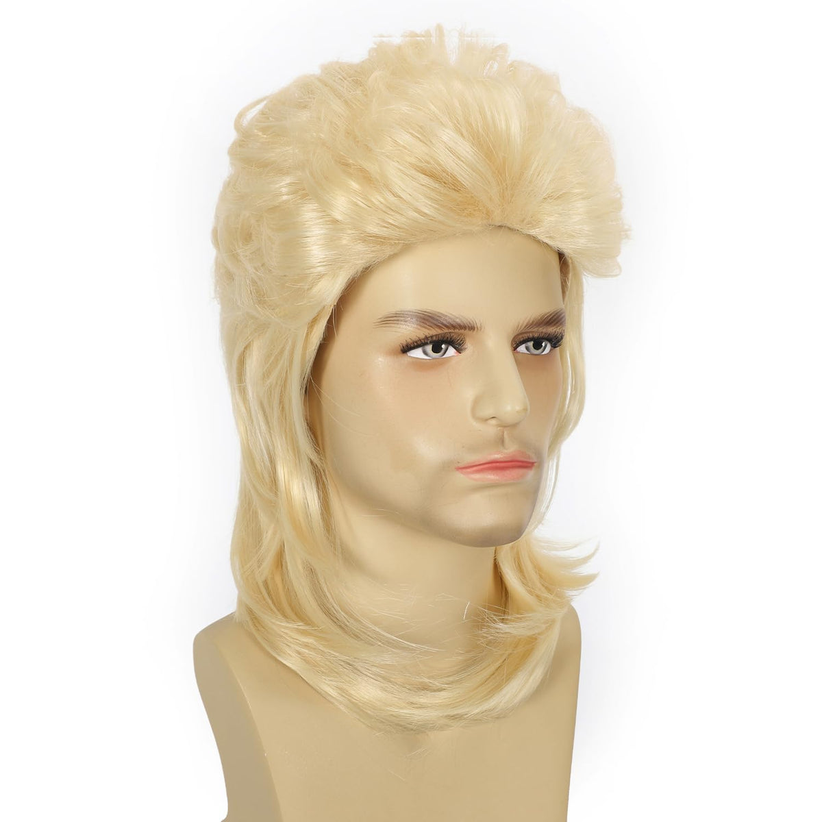 Mullet Wig Blonde 80s Men Wig,Punk Rocker Hair Party Daily Halloween Costumes Long Wigs