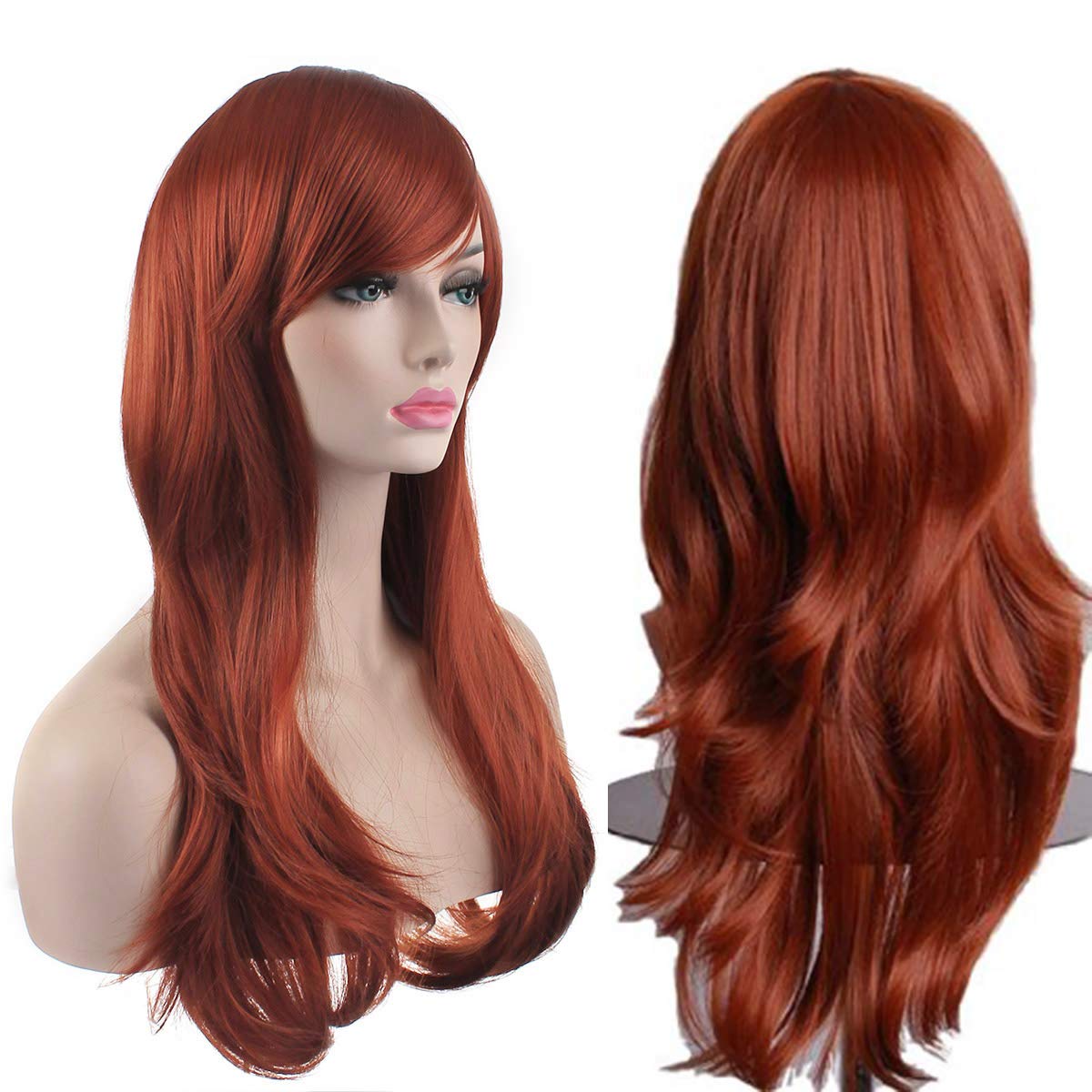 Akstore 28 inch Fashion Wigs Long Wavy Curly Hair Cosplay Wig & Wig Cap (Black)