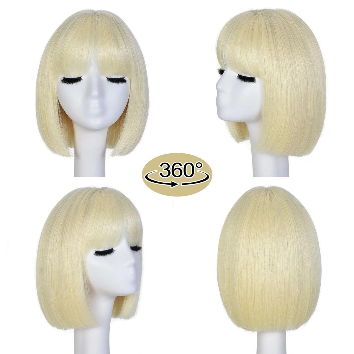 Bob Wig with Bangs for Women Short Straight Bob Wigs for Women 12inch