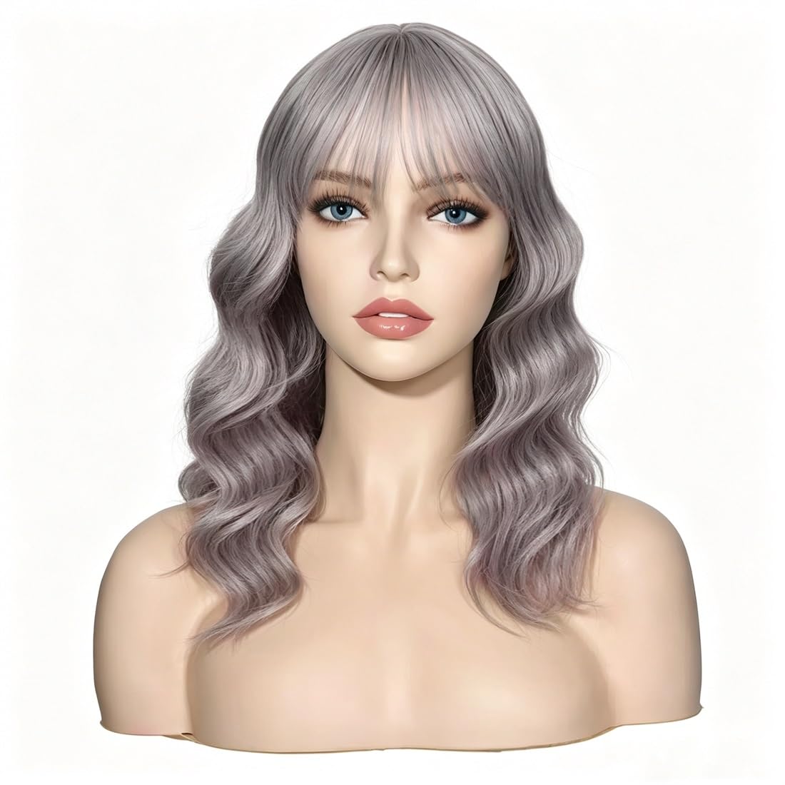 Sweetie Royal Blue Bob Wig Bangs – Wavy Synthetic Shoulder Length