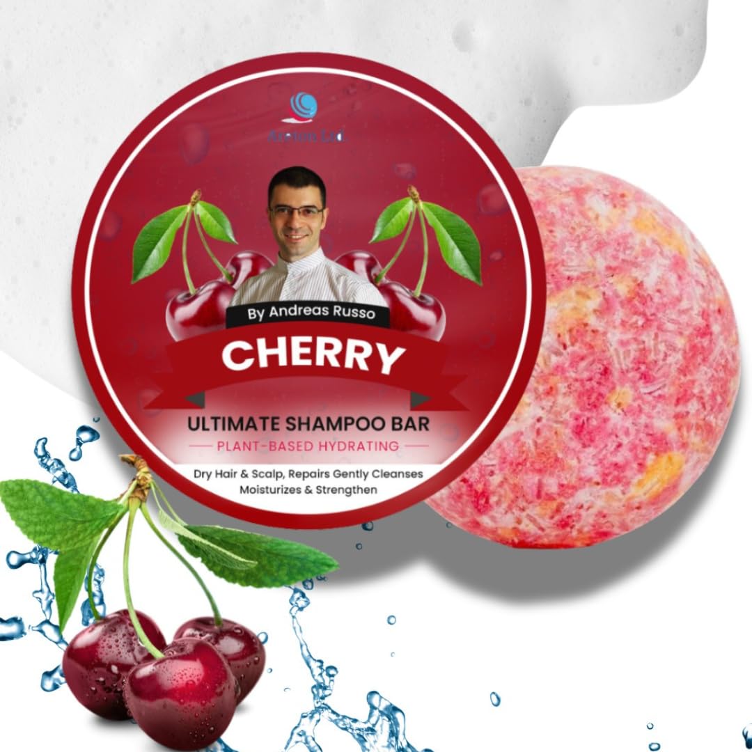 Areton HandMade Shampoo Bar – Natural Shampoo Bar and conditioner For Dry Hair, Hair Nourishment, Prevents Spilt Ends With Plant Based Hydrating SLS Free Shampoo Bar (Cherry)