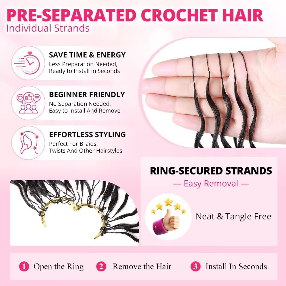 16 Inch Deep Wave Knotless Feather Crochet Human Hair #27 110g