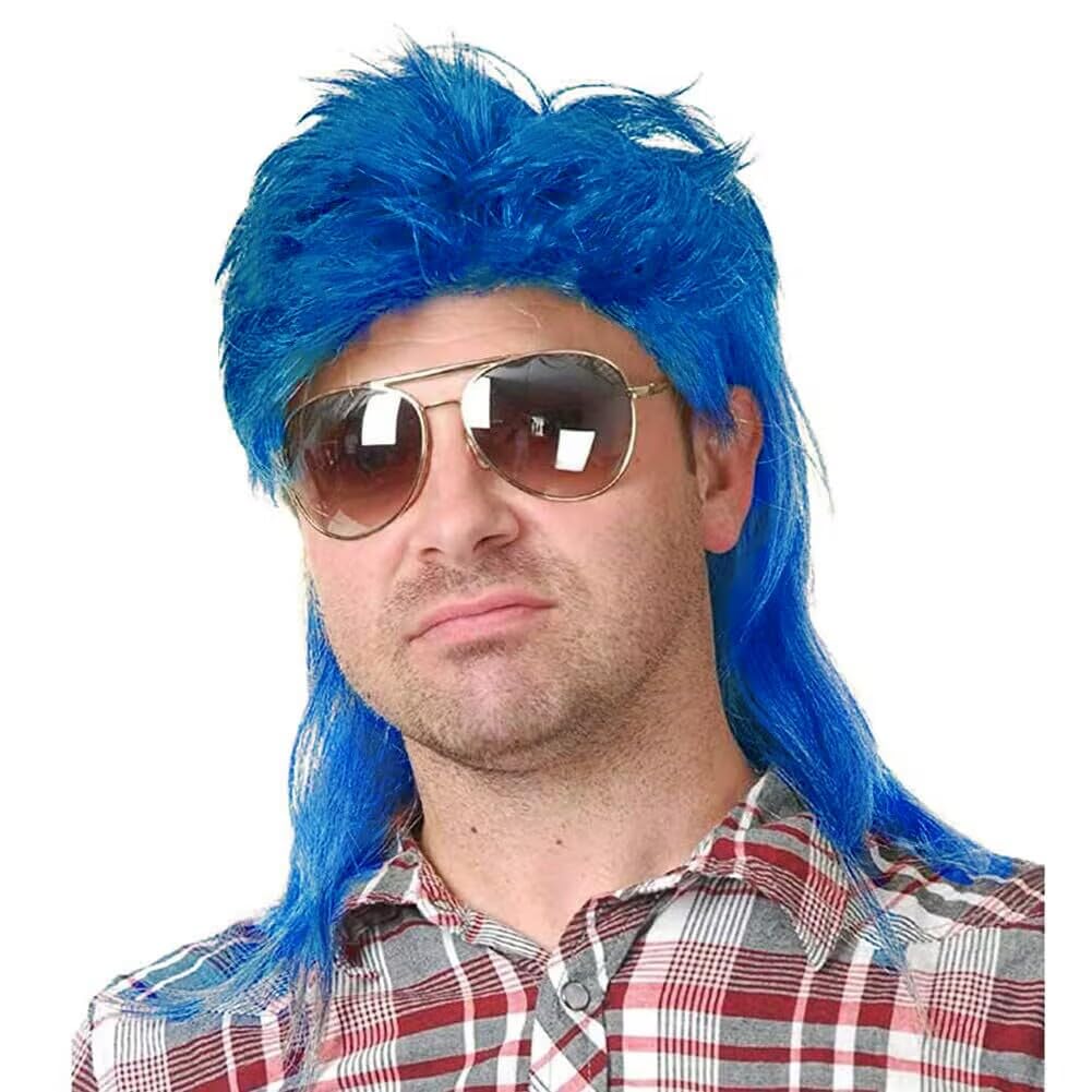 Kaneles Mullet Wigs for Men 80s Costumes Fancy Party Accessory Cosplay Halloween Wig (Light Brown)
