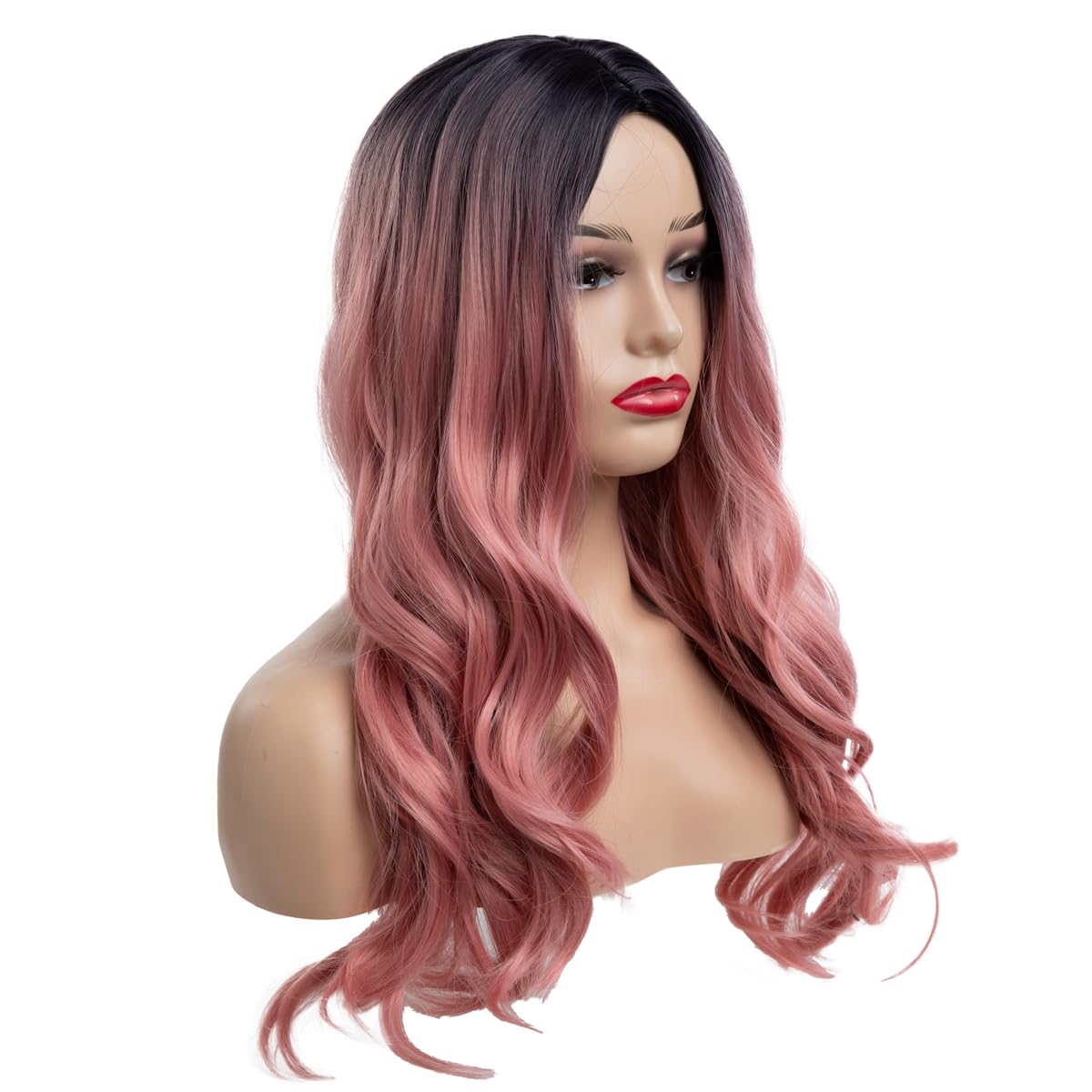 Long Curly Wavy Silver Grey to Purple Wig Side Part Natural Looking Synthetic Cosplay Wig for Women