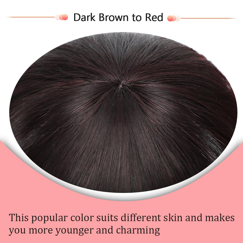 Black Mixed Brown Wig for Black Women Short Wavy Curly Bob Wig with Bangs