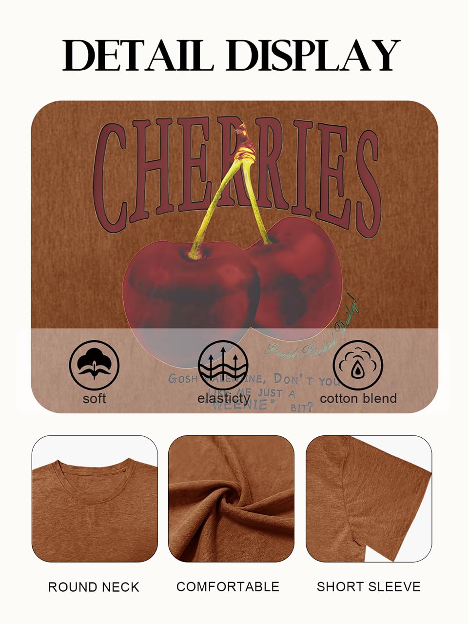 Cherry Graphic Tees Sweet Vibe Streetwear Shirt Short Sleeve Tops for Women
