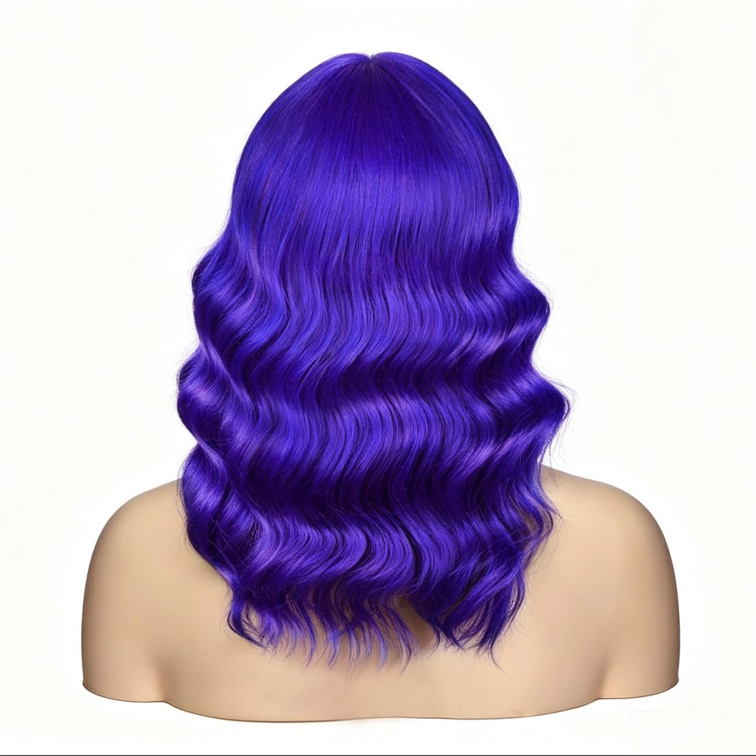 Sweetie Royal Blue Bob Wig Bangs – Wavy Synthetic Shoulder Length