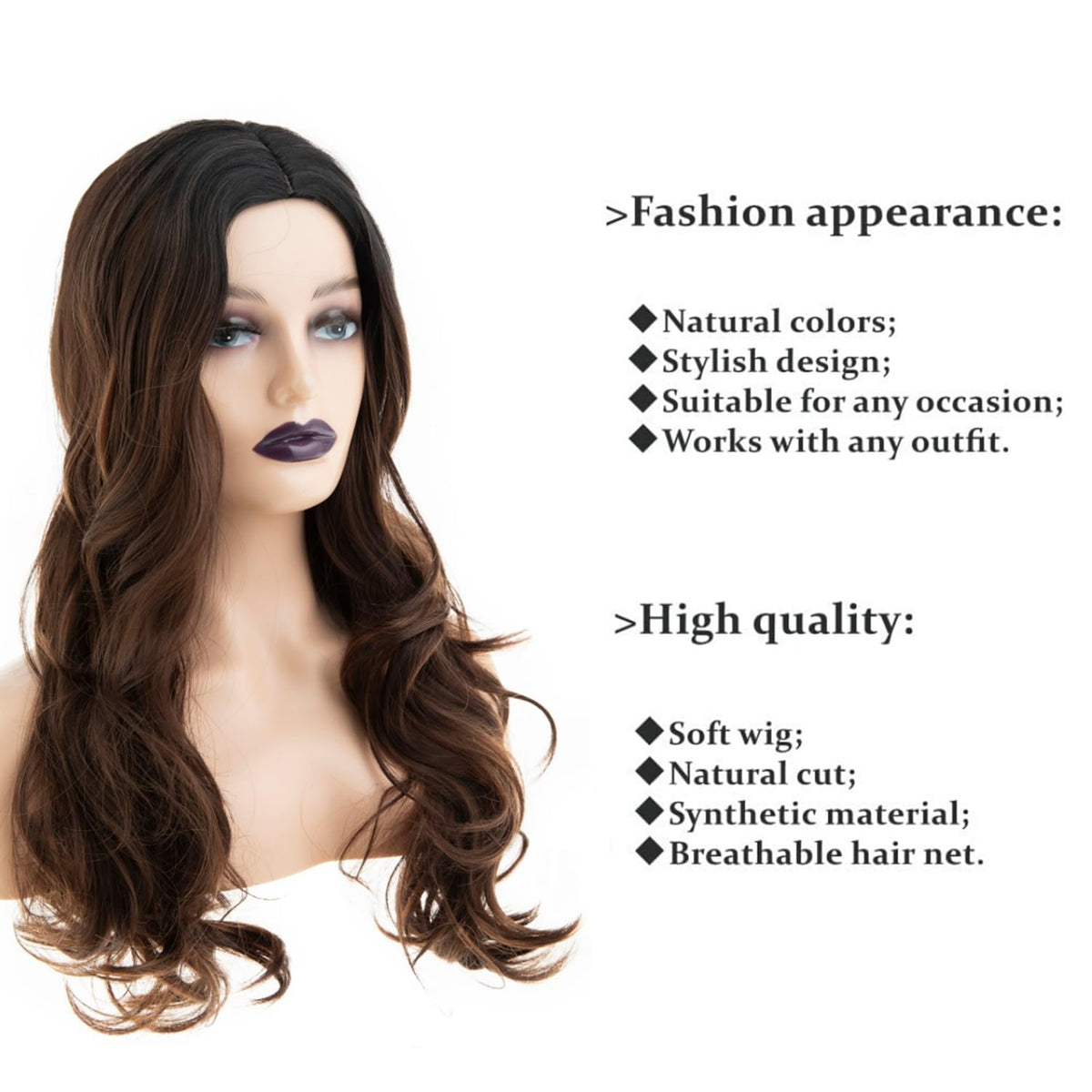 Long Curly Wavy Silver Grey to Purple Wig Side Part Natural Looking Synthetic Cosplay Wig for Women