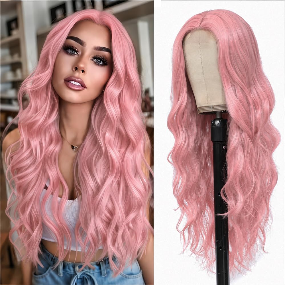 HMHIFI Blonde Wig for Women,26 Inch Long Wavy Curly Middle Part Hair