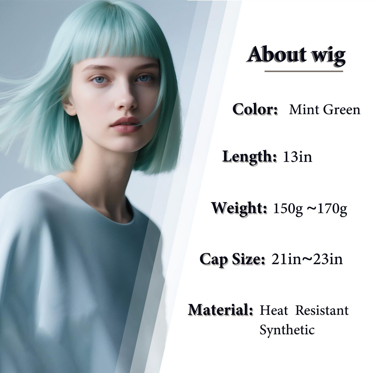 Black Bob Wig with Bangs Short Black Straight Wig for Women