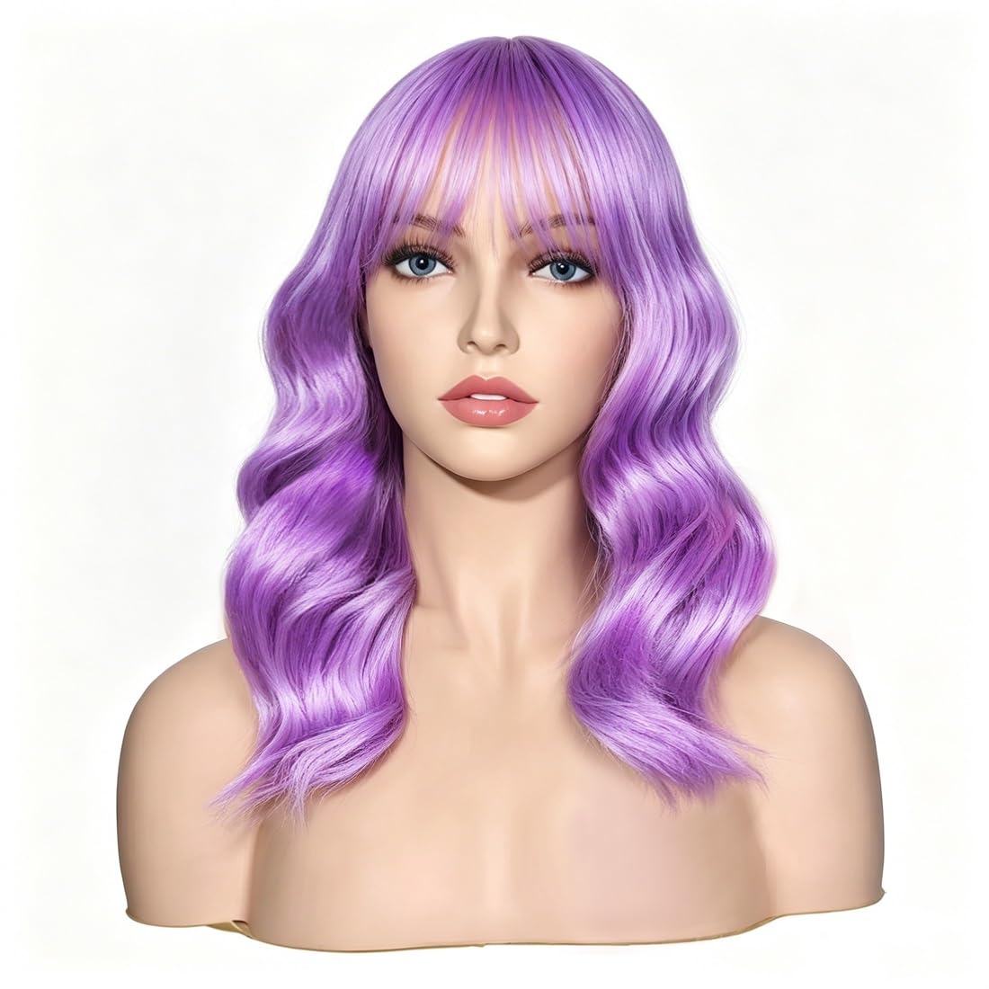 Sweetie Royal Blue Bob Wig Bangs – Wavy Synthetic Shoulder Length
