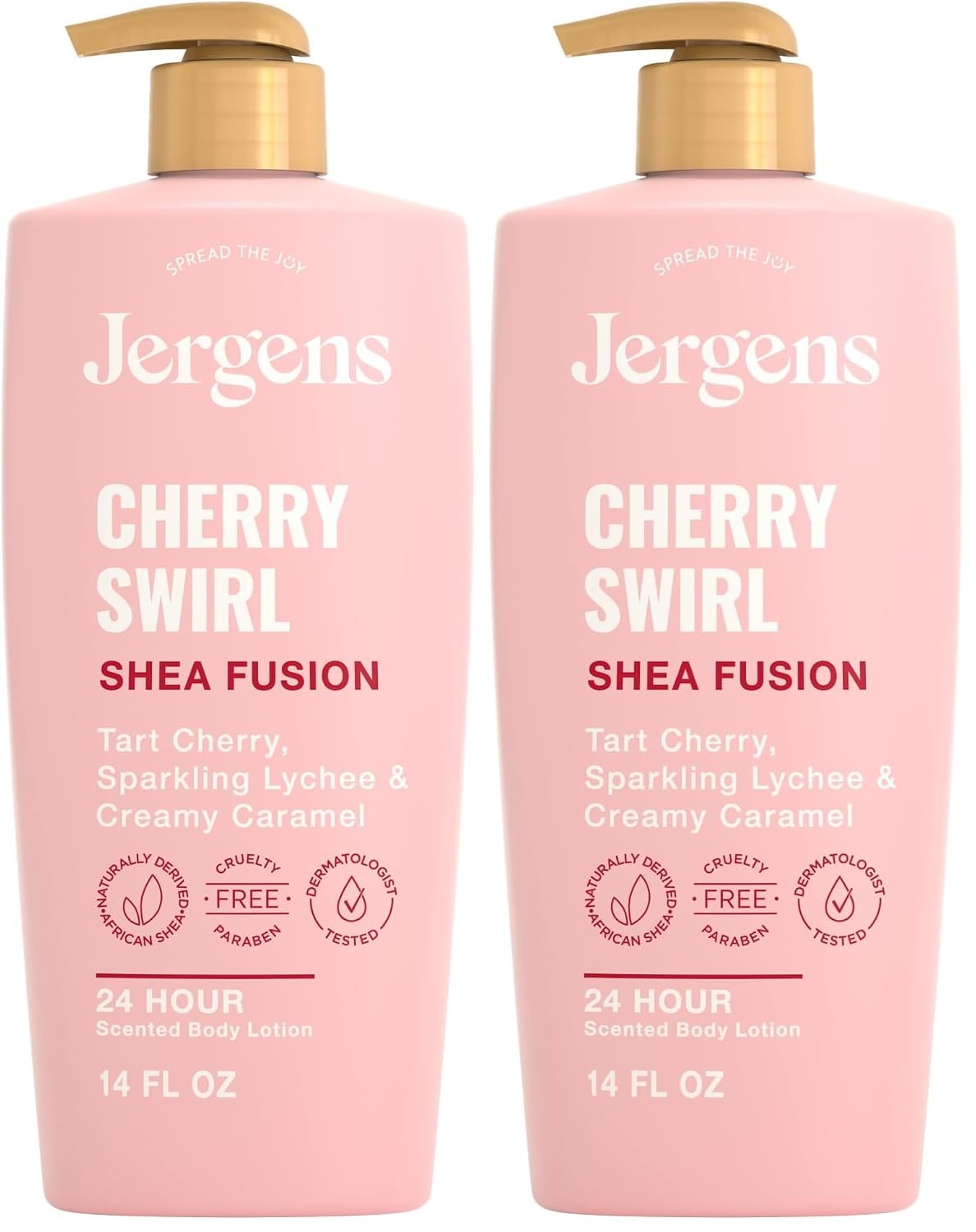 Jergens Shea Fusion Cherry Swirl Body Lotion, Dry Skin, 14 fl oz