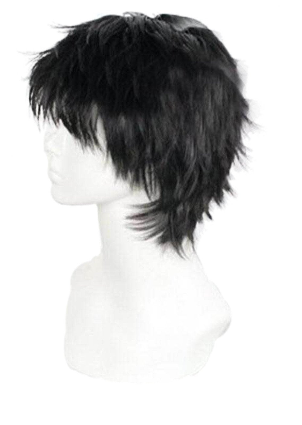 Unisex Short Black Curly Wig, Layered Multifunctional Cosplay Halloween Wig