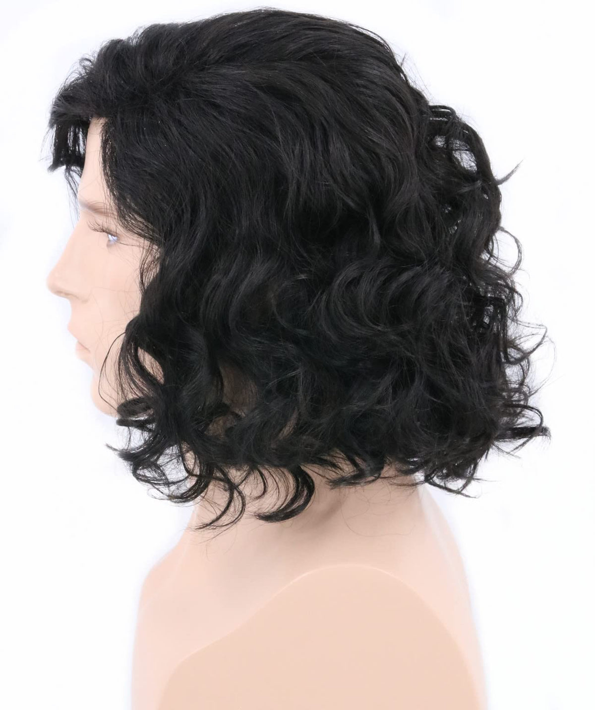 Men's Black Brown Wig Wavy Mid Length Hair Halloween Cosplay Costume Wig