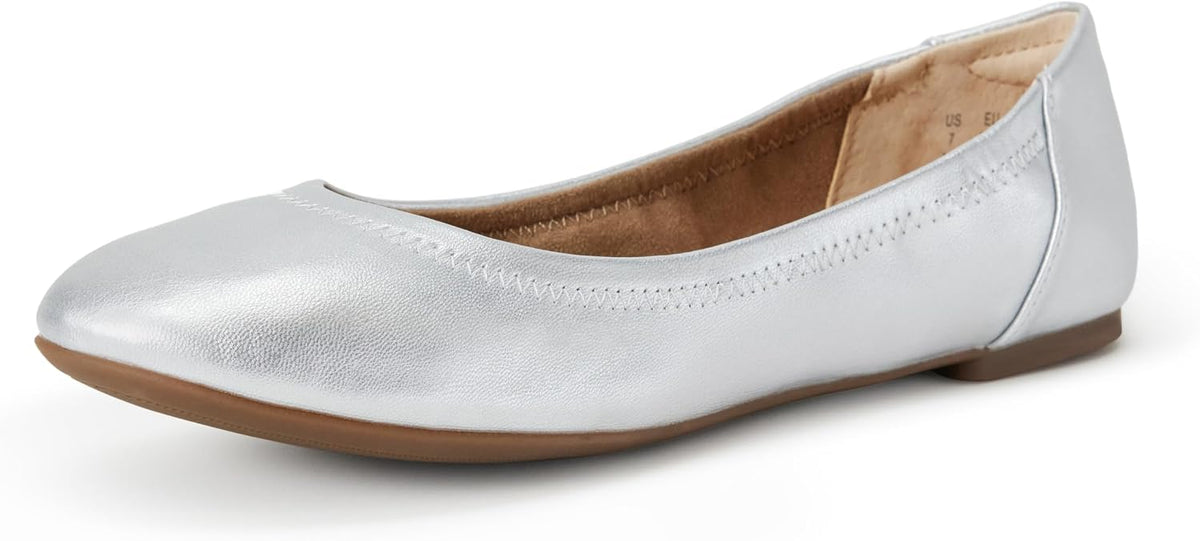Amazon Essentials Women's Comfortable Round Toe Ballet Flats, Cushioned Memory Foam