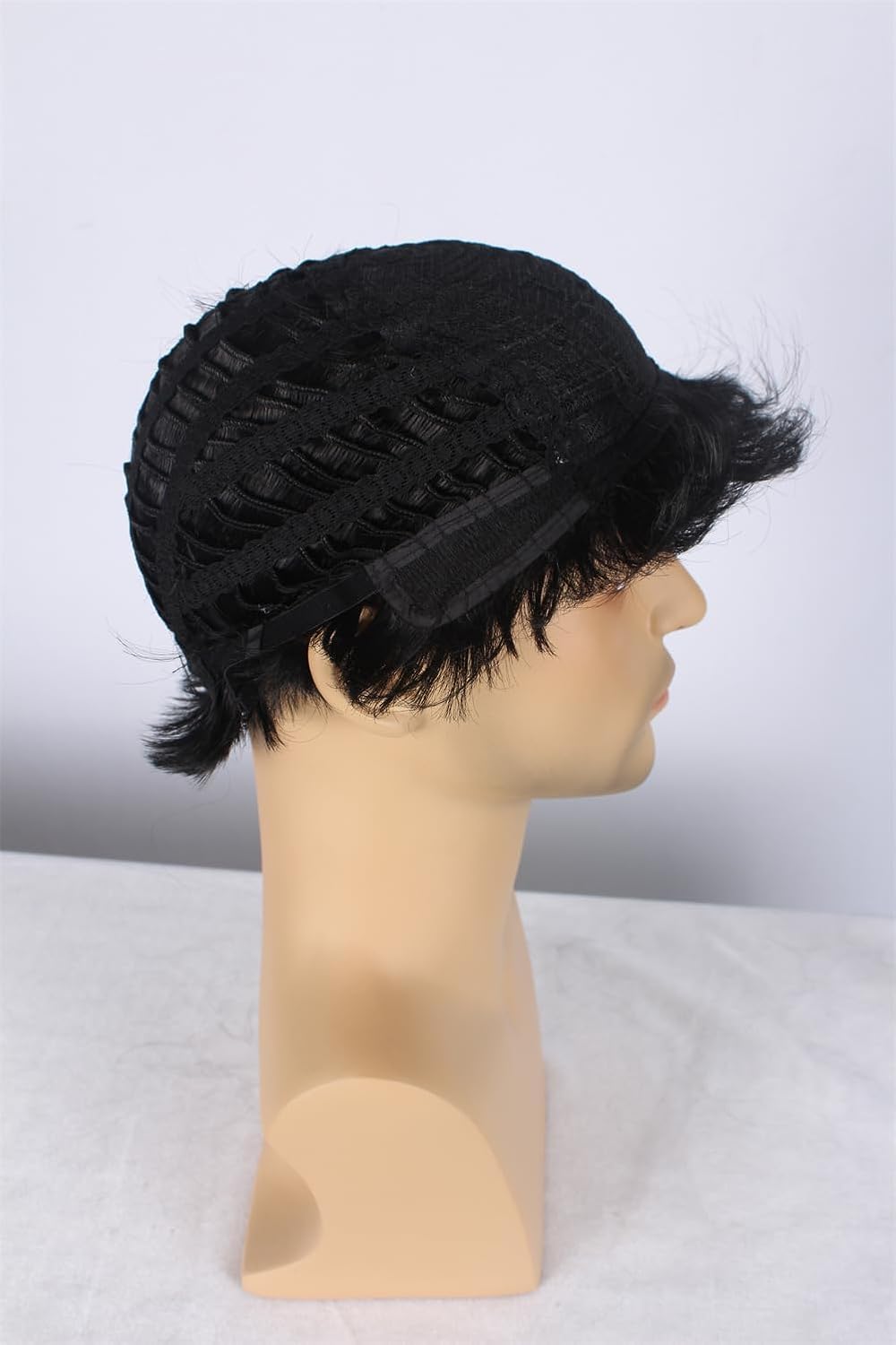 Unisex Short Black Curly Wig, Layered Multifunctional Cosplay Halloween Wig