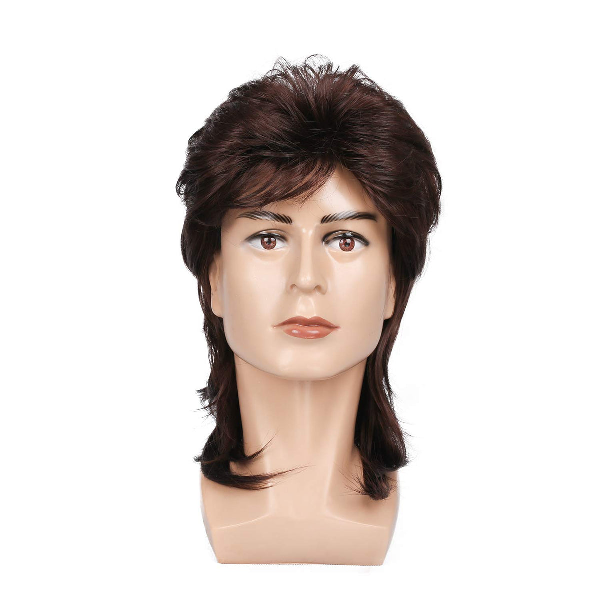 Kaneles Mullet Wigs for Men 80s Costumes Fancy Party Accessory Cosplay Halloween Wig (Light Brown)