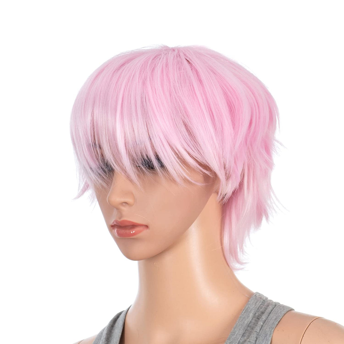 SWACC Unisex Fashion Spiky Layered Short Anime Cosplay Wig for Men and Women (1B-Off Black)