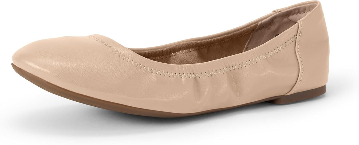 Amazon Essentials Women's Comfortable Round Toe Ballet Flats, Cushioned Memory Foam