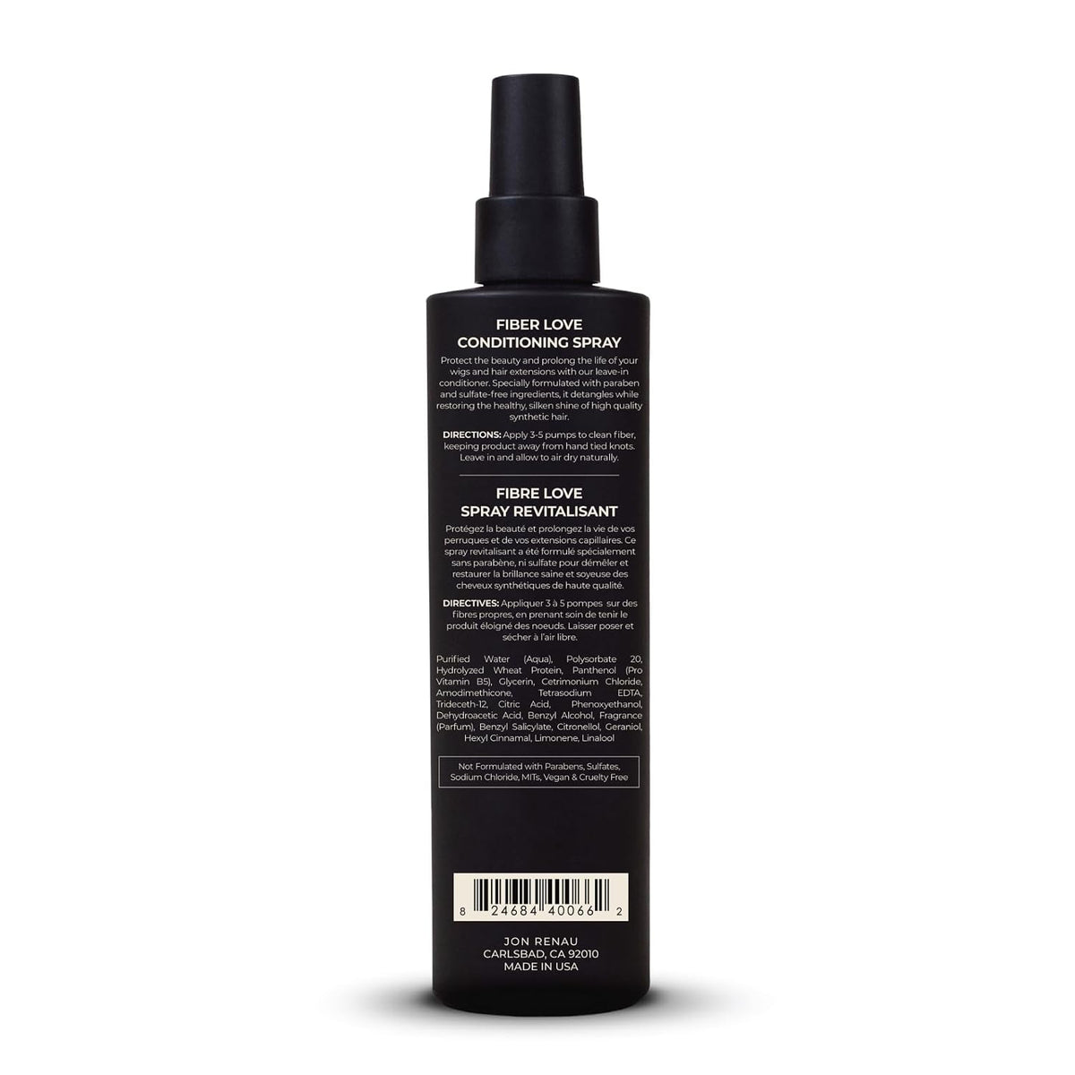 Jon Renau Fiber Love Synthetic Conditioning Spray, Leave In Conditioner for Wigs & Hair Extensions, Detangler Spray for Synthetic Hair, Paraben and Sulfate Free Wig Care, 8.5 oz