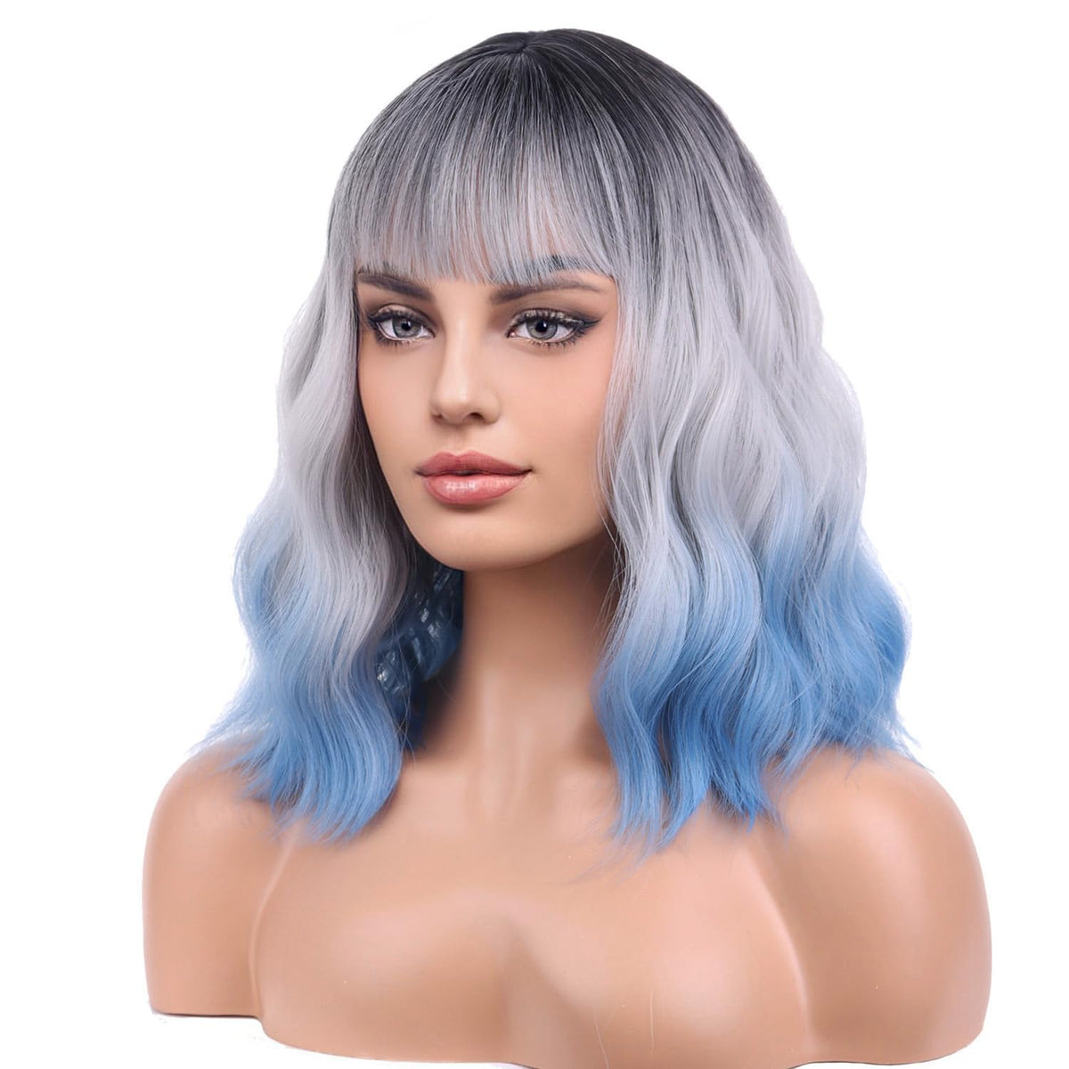 BERON 14 Inches Pink Wig for Women Girls Short Curly Synthetic Wig with Bangs Lovely Pink
