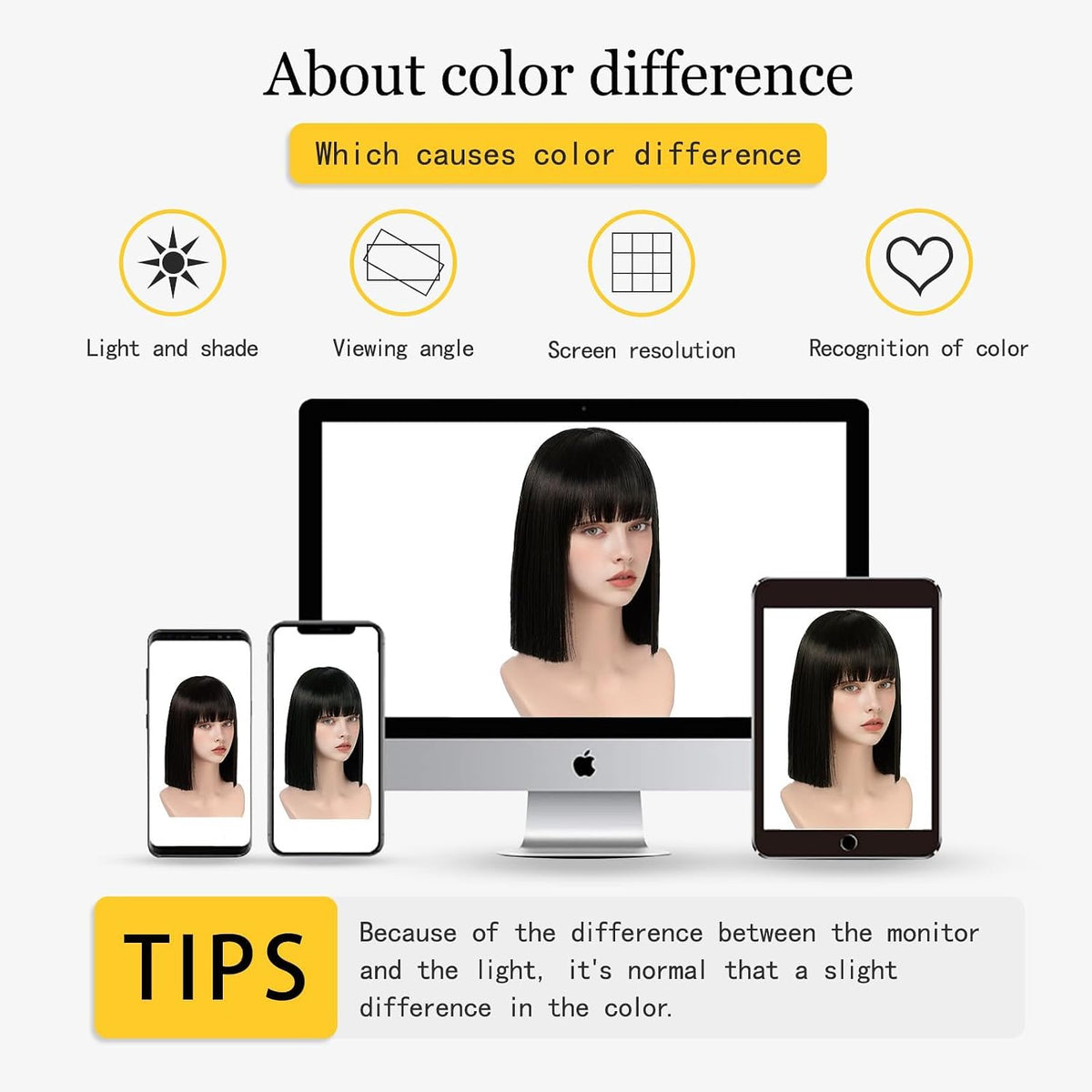 Black Bob Wig with Bangs Short Black Straight Wig for Women