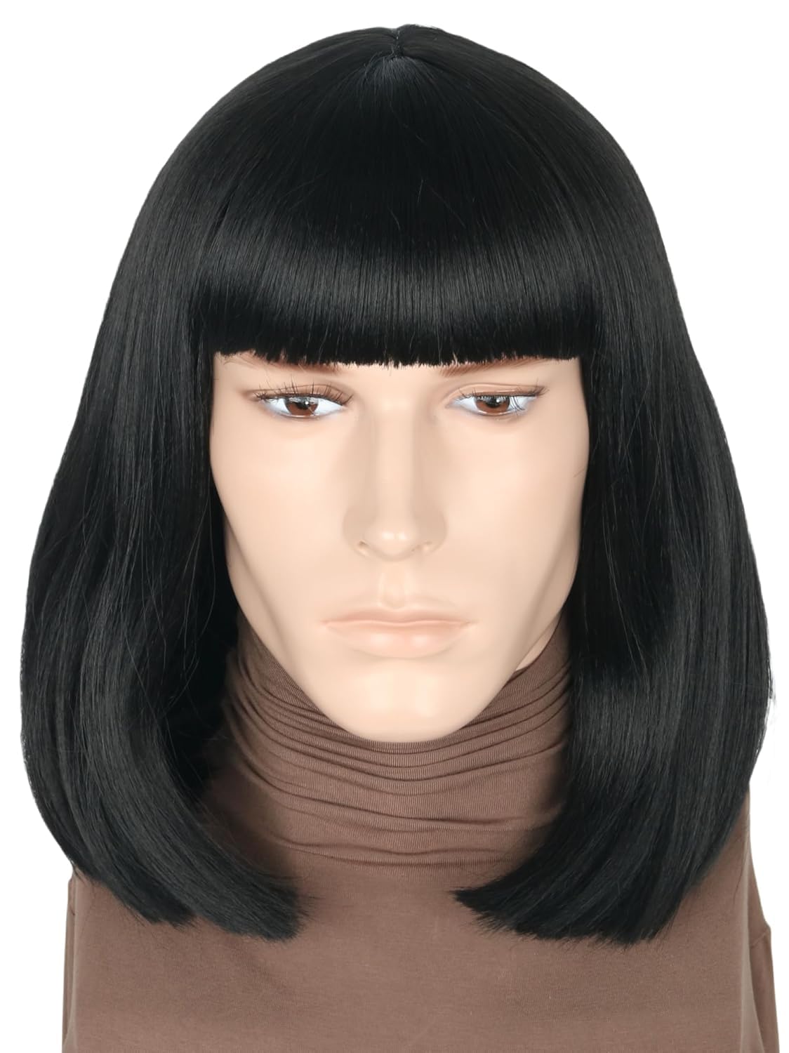 Men's Black Brown Wig Wavy Mid Length Hair Halloween Cosplay Costume Wig