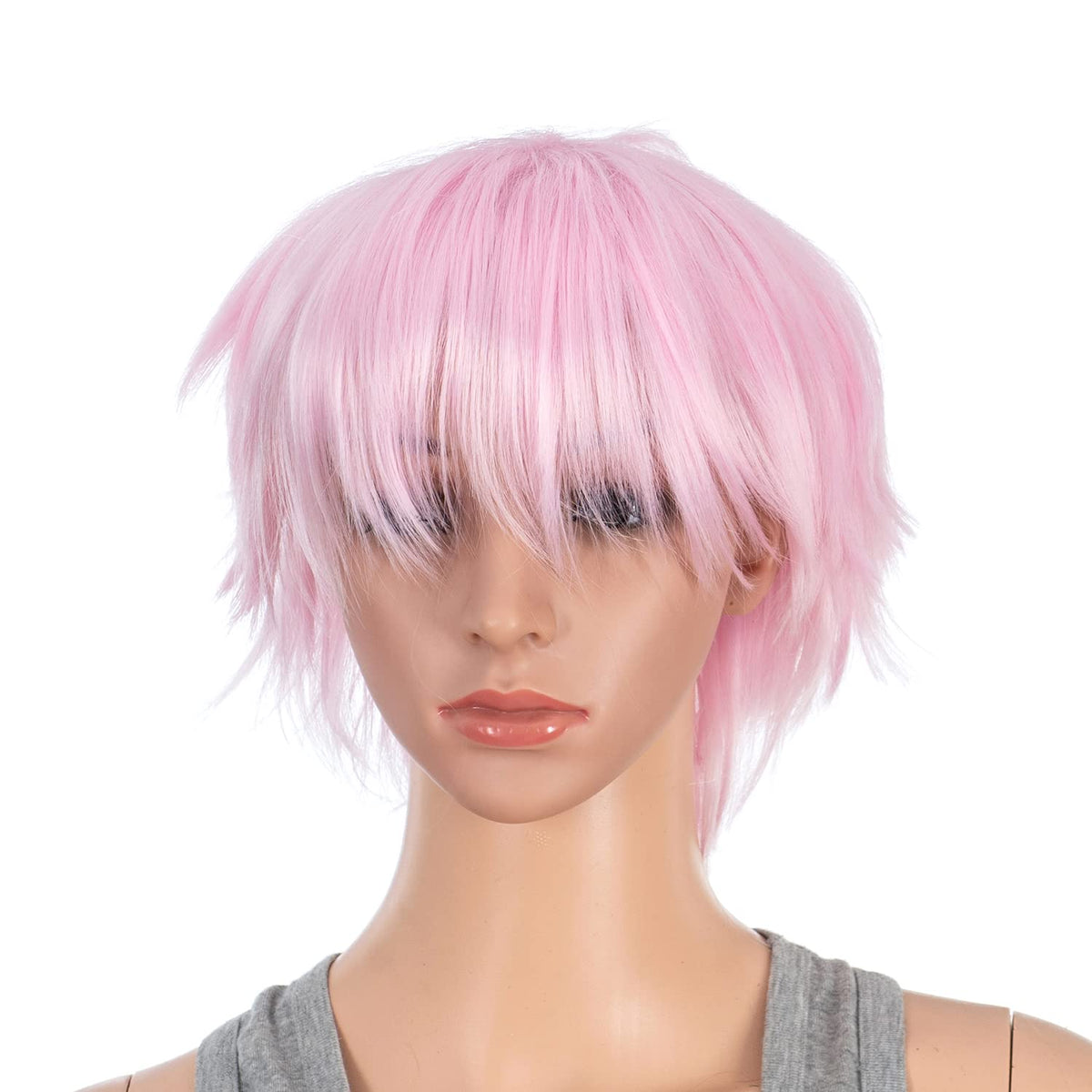 SWACC Unisex Fashion Spiky Layered Short Anime Cosplay Wig for Men and Women (1B-Off Black)