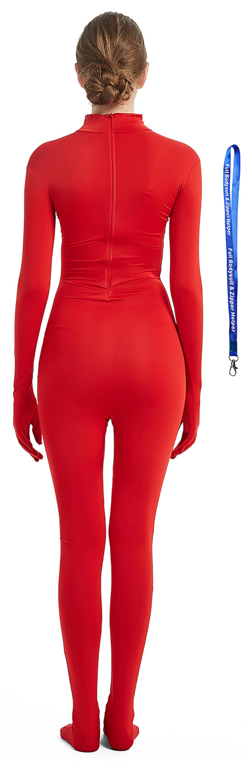 Womens Full Bodysuit Without Hood Include Zipper Helper Stretchy Zentai Suit Halloween Costume Cosplay Outfit