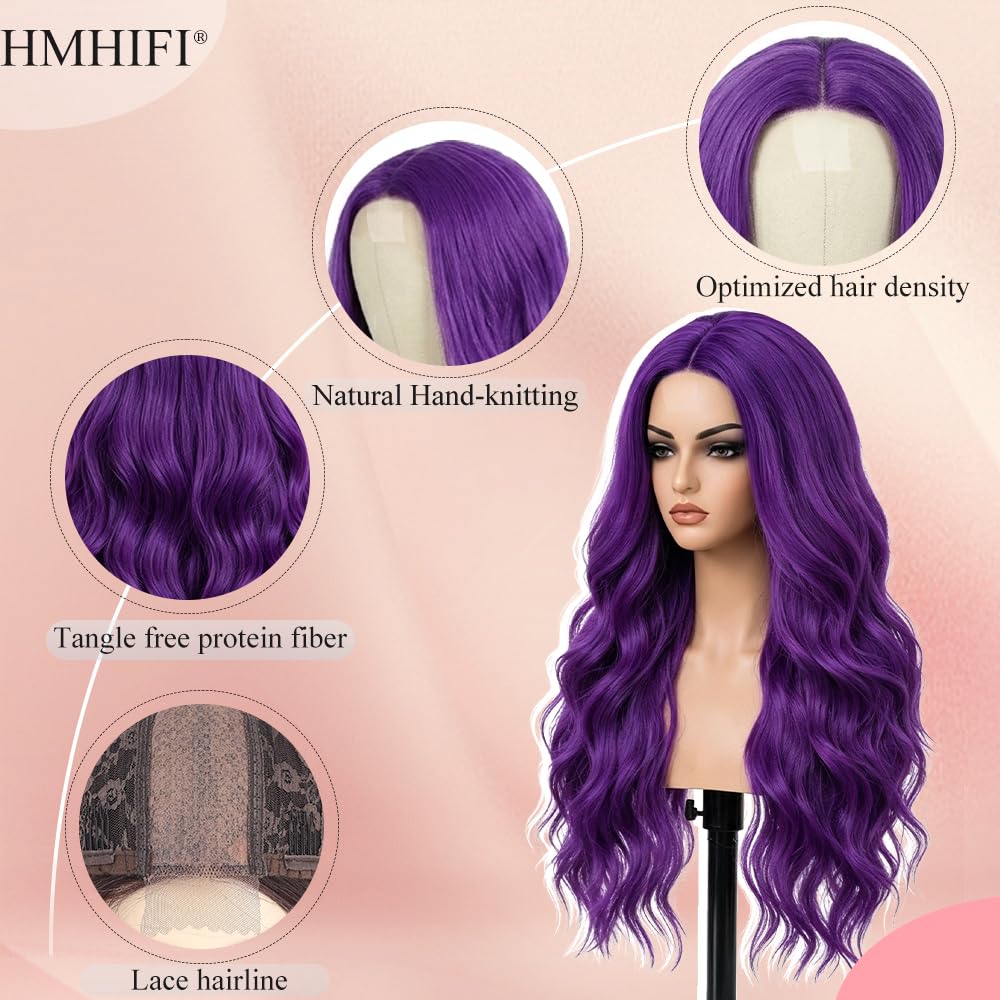 HMHIFI Blonde Wig for Women,26 Inch Long Wavy Curly Middle Part Hair