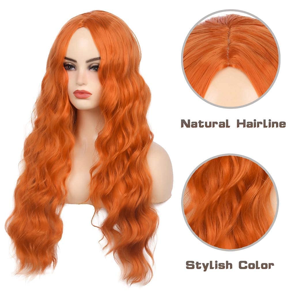 Long Curly Wavy Silver Grey to Purple Wig Side Part Natural Looking Synthetic Cosplay Wig for Women