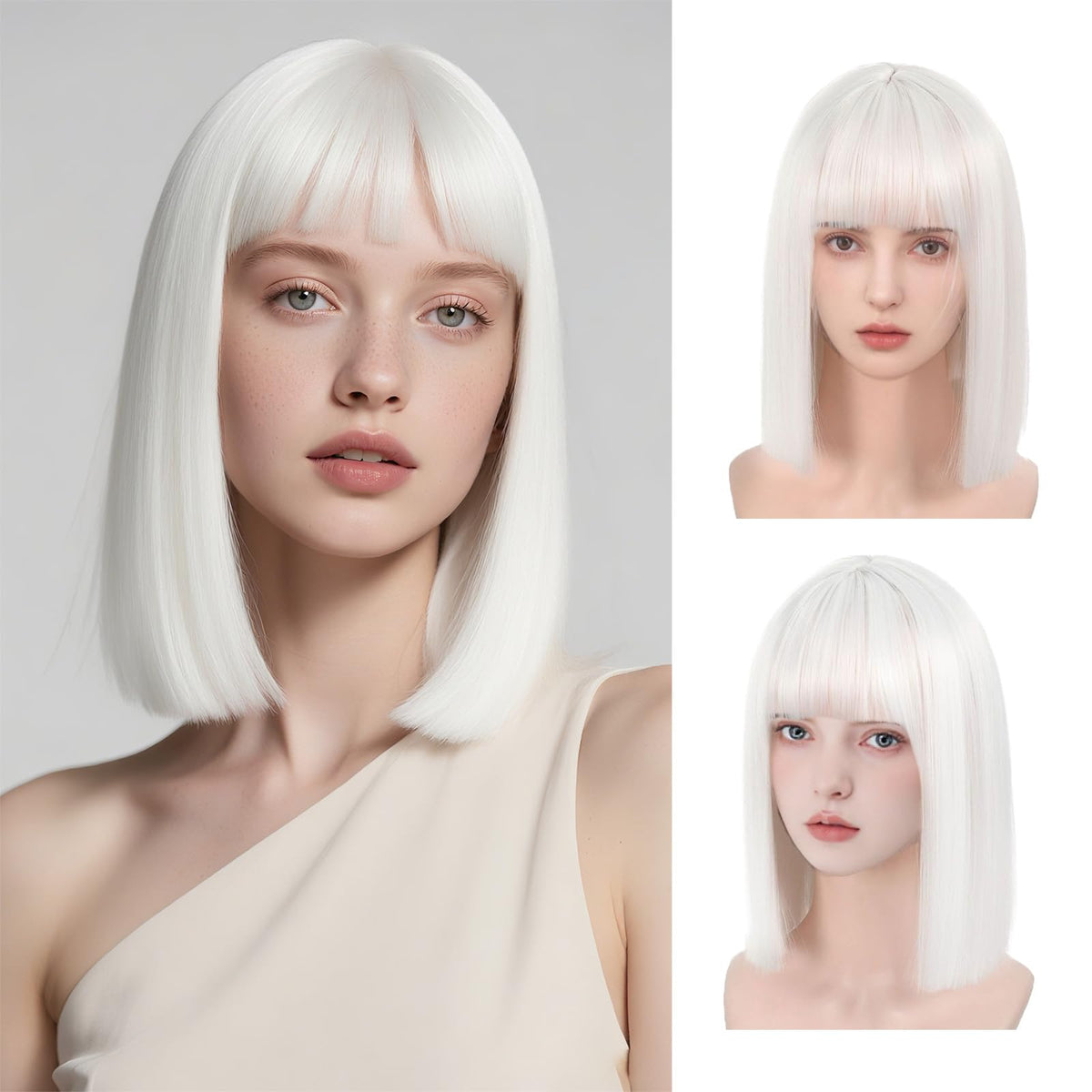 Black Bob Wig with Bangs Short Black Straight Wig for Women