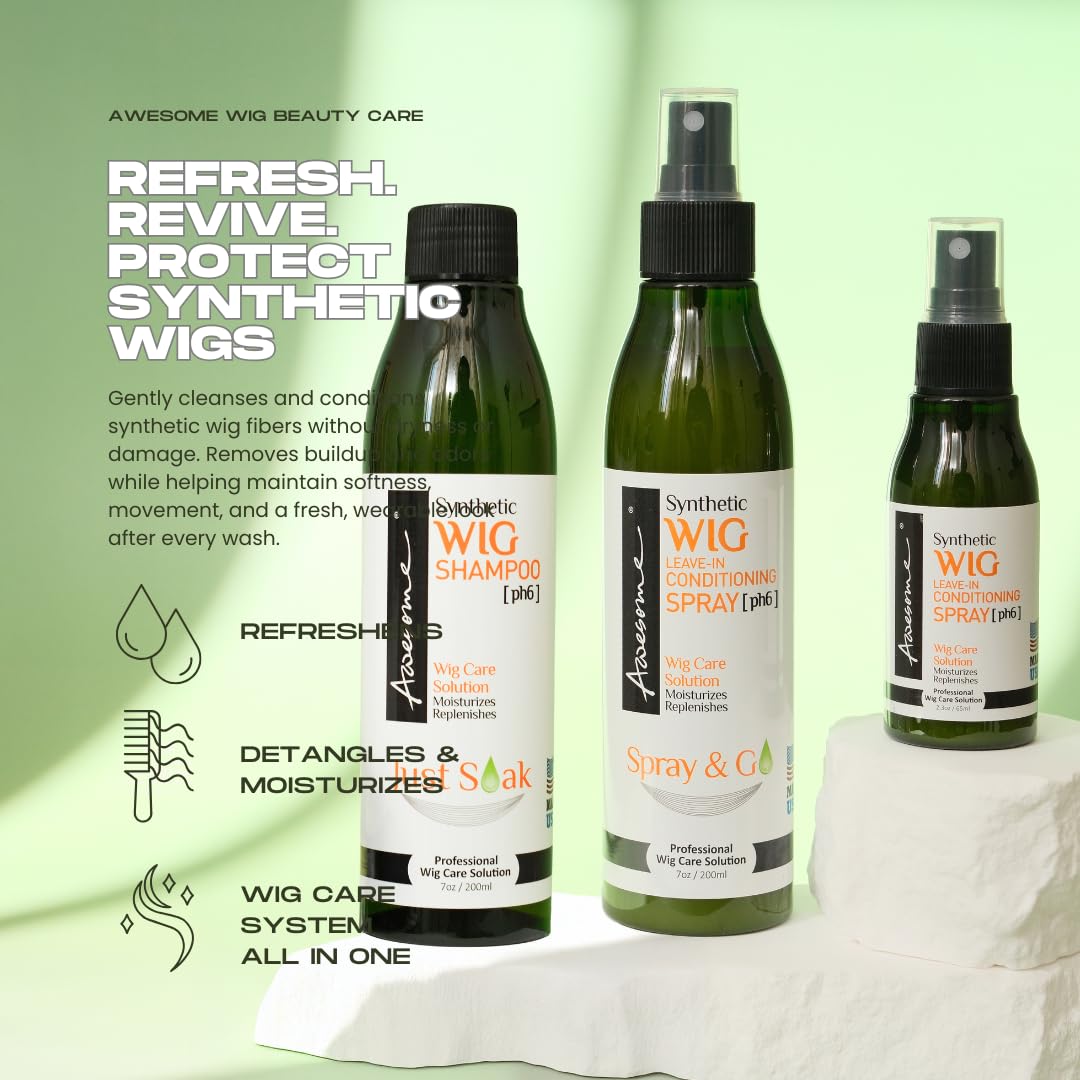 Awesome Human Hair Wig Leave in Conditioner Spray, pH5, Detangler & Easy Combing, Promoting Silkiness, Shine & Freshness, preventing Dryness (7 fl oz)