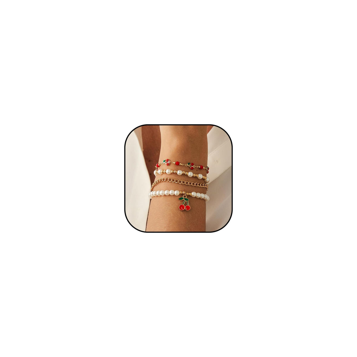 Long tiantian Cherry Bracelet for Women Cherry Dress Outfits Accessories Charm Bracelets Stack Cherry Gifts Cute Stuff Red Spring Accessories