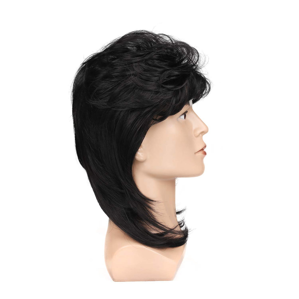 Kaneles Mullet Wigs for Men 80s Costumes Fancy Party Accessory Cosplay Halloween Wig (Light Brown)