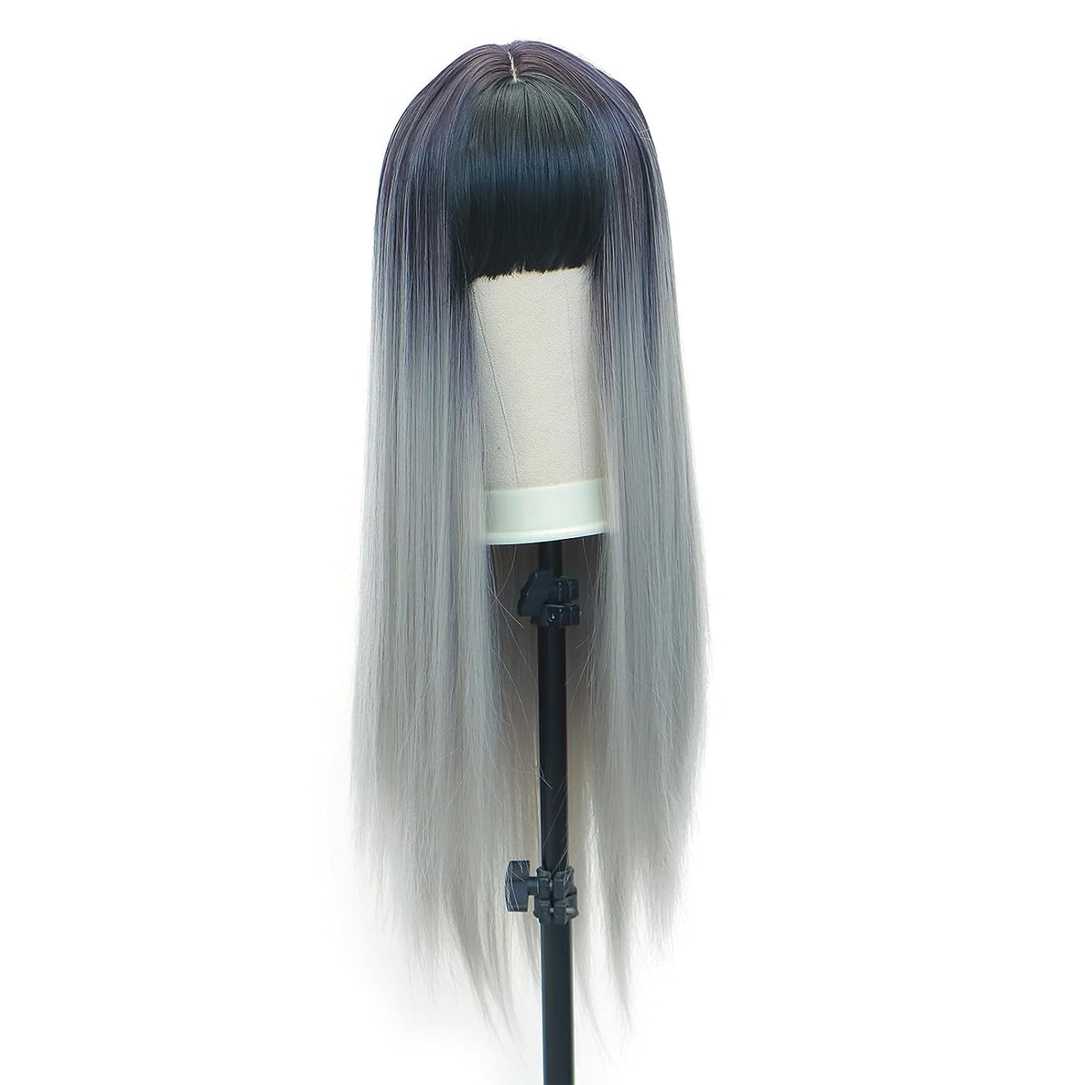 BEkjdiof Wig with Bangs Long Straight Gray Wigs for Women Halloween Wig