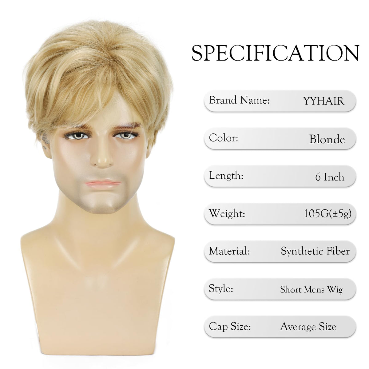 YYHR 80s Brown Wigs for Mens Mullet Rocker Costume Long Synthetic Hair Wig