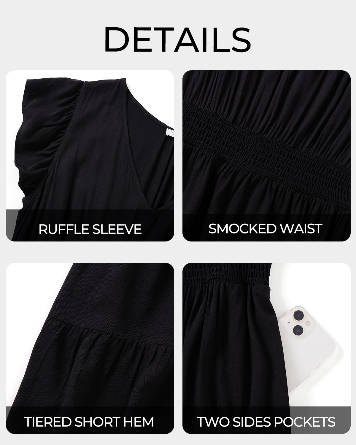 Talisea Womens Plus Size V Neck Ruffle Sleeve Flowy Summer Dress